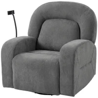 HOMCOM Poltrona Relax Reclinável 3 em 1 com Função de Baloiço Rotação 360° Suporte para Telemóvel Assento Amplo Cinzento(m-11)