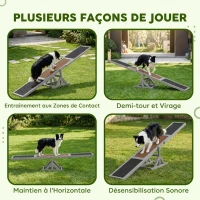 PawHut Agility sport pour chien bascule équipement entrainement chien bois sapin pré-huilé feutre bitumé antidérapant gris noir(m-6)