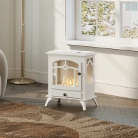 HOMCOM Lareira de Bioetanol com Depósito de 0,9 L e Extinguidor de Aço Inoxidável Tempo de Combustão 3H 45x28x54 cm Branco(m-8)