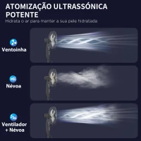 HOMCOM Ventoinha de Pé com Nebulizador 75 W Temporizador Depósito de 3,2L Controlo Remoto 3 Velocidades 3 Hélices e Ecrã LED Ø44,5 cm Preto(m-4)