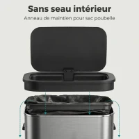 HOMCOM Poubelle de Cuisine Automatique 55L en Acier Inoxydable, Couvercle à Fermeture en Douceur, Fonctionne sur Piles, Argent(m-7)