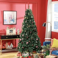 HOMCOM Árvore de Natal Artificial 210 cm com 1064 Ramos de Arame de Memória e Base Recolhível Árvore de Natal Verde(m-10)