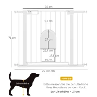 PawHut Türschutzgitter Treppenschutzgitter Hunde Absperrgitter Schutzgitter für Haustier Stahl(m-3)