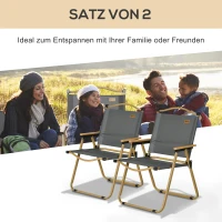 Outsunny Campingstühle, 2 x Strandstuhl, faltbar, Stahl, Holzoptik, Dunkelgrau(m-4)
