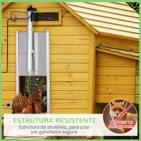 PawHut Kit de Abridor Automático de Porta de Galinheiro com Porta de Alumínio Sensor de Infravermelho Controlo de Temporizador e Controle Remoto 30x30x0,15cm Prata(m-8)