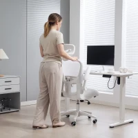Vinsetto Cadeira de Escritório em Malha com Encosto Alto Apoio de Cabeça Ajustável Suporte Lombar 4D 62x64x120 cm Branco(m-9)