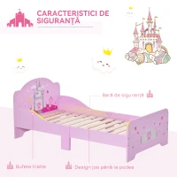 Homcom Pat Copii Roz – 143×73×60 cm, Lemn, pentru Varste 3-6 Ani(m-11)