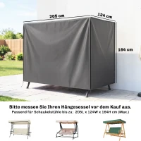 Outsunny Abdeckung für Gartenschaukel, Schutzhülle für Hollywoodschaukel, Abdeckhaube, wasserfest, 205 x 124 x 164 cm, Dunkelgrau(m-3)