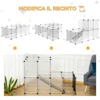 PawHut Recinto Modulare per Conigli e Animali di Piccole Dimensioni, 27 Pannelli Acciaio e Resina(m-4)