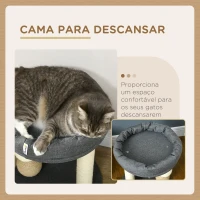 PawHut Arranhador para Gatos Pequeno Centro de Atividades para Gatos com Cama 4 Bolas e Postes de Sisal Ø40x48 cm Cinza e Bege(m-5)