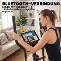 SPORTNOW Crosstrainer für Zuhause Ellipsentrainer mit Bluetooth App-Kompatibilität 8 Widerstandsstufe Schwungrad LCD-Monitor Grau(m-4)