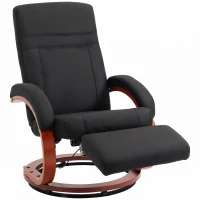 HOMCOM Relaxsessel mit Liegefunktion Fernsehsessel mit hoher Rückenlehne ergonomische Armlehne Fußstütze Holzbasis Leinenoptik(m-11)