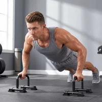 HOMCOM Dip Barren 2er Set Dip Station bis 120 kg belastbar Dip Stange Fitnessgeräte für Zuhause Parallettes Calisthenics Equipment für Krafttraining(m-2)