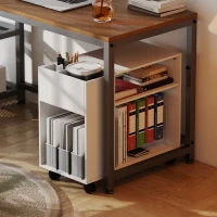 HOMCOM Mesa de Apoio com Rodas Compartimentos Superiores e Prateleiras Abertas 70x36x60 cm Branco(m-9)