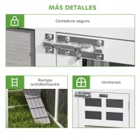 PawHut Gallinero de Madera Grande Exterior en L para Esquina con 2 Nidos Corral Bandejas Extraíbles 251x192x103 cm Gris(m-8)