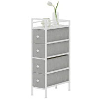 HOMCOM Móvel de Arrumação Estreito com 4 Gavetas de Tecido para Espaços Pequenos 20x43x81,5 cm Cinzento Claro(m-11)