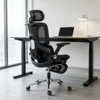 HOMCOM Cadeira de Escritório com Encosto Reclinável e Alto Suporte Lombar Transpirável Apoios de Braço 4D e Encosto de Cabeça Ajustável 67x74x113-132 cm Preto(m-10)