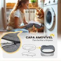 PawHut Sofá para Cães Médios e Grandes Sofá para Animais de Estimação Capa Lavável e Pés de Madeira Carga 25 kg 90x78x25 cm Cinza(m-5)