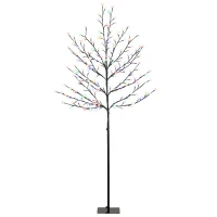 HOMCOM Arbre lumineux 180cm Cerisier Artificiel Lumineux  200 LED et 20 Branches Flexibles, Décoration Intérieure et Extérieure(m-16)