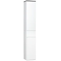 kleankin Mobile Bagno con Ripiano Regolabile, 2 Ripiani Chiusi e un Cassetto in Legno, 30x28x180 cm, Bianco(m-1)