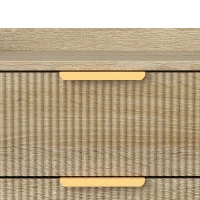HOMCOM Bedside Table with 2 Drawers, Side End Table with Metal Legs for Bedroom, Living Room, Natural Wood Finish(m-11)