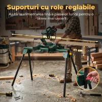 HOMCOM Suport pentru Troncatrice cu Brațe Reglabile, Picioare Pliabile, Înălțime Ajustabilă, Capacitate 150 kg, Verde(m-5)