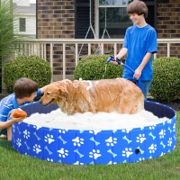 PawHut Hundepool Faltbar Planschbecken für Hunde bis 65 kg Ø160 x 30 cm Rutschfest Hundebadewanne Swimmingpool Schwimmbecken für Hunde und Katzen(m-10)