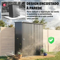 Outsunny Abrigo de Jardim 1,34m² 161,5x94,5x196 cm Abrigo de Exterior de Aço Galvanizado com Porta e Fechadura Preto(m-6)