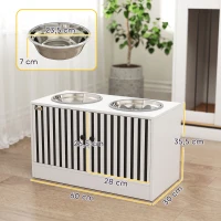 PawHut Hundefutterstation mit 2 Edelstahl-Näpfen, Schrank für Utensilien, für große Hunde, Zubehör, Weiß(m-3)