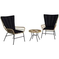 Outsunny Bistro-Set Balkonmöbel-Set Balkonmöbel, Boho-Stil, wetterbeständig, 76 x 66 x 96 cm, Schwarz(m-12)
