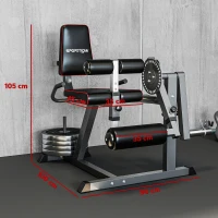 SPORTNOW Máquina de Extensão e Flexão de Pernas Ajustável com Carga de Discos para Treino de Glúteos e Coxas em Ginásio(m-3)