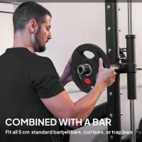 SPORTNOW Olympic Weight Plates, 2"/5cm Weight Disc Pair with Tri-Grips, 2 x 5kg Dumbbell Plates for Weightlifting and Strength Training Home Gym Fitness Workout, Black(m-5)