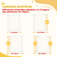 PawHut Barreira de Segurança para Cães Extensível 76-102 cm Barreira para Animais de Estimação com 2 Extensões Duplo Bloqueio Branco(m-5)