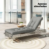 Outsunny Almofada para Banco Exterior com Alças de Fixação Proteção UV50+ Recuperação Lenta Interior Exterior 198x65x13 cm Cinzento(m-2)