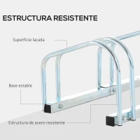 HOMCOM Aparcamiento para 6 Bicicletas Soporte de Acero para Aparcar Bicicletas en el Suelo o Pared 179x33x27 cm Plata(m-8)