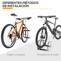 HOMCOM Aparcamiento para 6 Bicicletas Soporte de Acero para Aparcar Bicicletas en el Suelo o Pared 179x33x27 cm Negro(m-9)