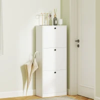 HOMCOM Schuhschrank, 3 Schubladen, für bis zu 12 Paar Schuhe, Spanplatte, Weiß(m-10)