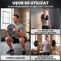 HOMCOM Set de Discuri de Greutăți pentru Antrenament, 5 kg și 10 kg, Negru(m-6)
