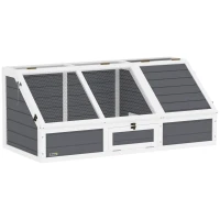 PawHut Casa para Tartarugas em Madeira sem Base com Tampas Articulada Porta Frontal com Pestilhas 120x55x50 cm Cinza Claro(m-1)