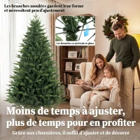 HOMCOM Sapin de Noël Artificiel 180 cm, Arbre de Noël avec 889 Pointes de Branches Articulées Réalistes, Support en Bois, Vert(m-6)