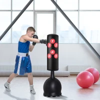 HOMCOM Boxsack Stehend 165cm Erwachsene Freistehender Heavy Duty Standboxsack mit Saugnapf-Basis Boxpartner Boxing Trainer Geeignet für Profis und Anfänger Schwarz(m-10)