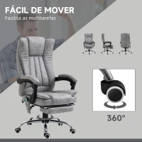 Vinsetto Cadeira de Escritório com 6 Pontos de Massagem Giratória Encosto Reclinável 135º Função de Aquecimento 62x67x113-120 cm Cinza(m-7)