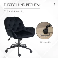 Vinsetto Homeoffice Stuhl Schreibtischstuhl mit Samtoptik höhenverstellbar Drehstuhl Schminkstuhl Bürostuhl bis 120 kg belastbar, für Arbeitszimmer, Schlafzimmer Schwarz(m-6)