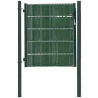 HOMCOM Porta de Vedação de Jardim Aço com Tecido Opaco Maçaneta de Fechadura 3 3 Chaves Porta de Vedação para Exterior Pátio Terraço 97x150cm Verde(m-12)