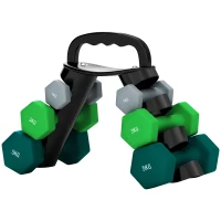 SPORTNOW Conjunto de Halteres 2 x 1kg 2 x 3kg e 2 x 5kg Halteres Hexagonais com Suporte de Armazenamento para Treino Multicor(m-11)