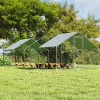PawHut Galinheiro para Exterior Grande em Aço Galvanizado 6,8x3x1,9 m 20,4 m² com Cobertura em Tecido Oxford e Fecho Prata(m-10)