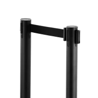 Outsunny Set 2 Colonnine Segnapercorso in Acciaio con Nastro Nero Allungabile, 200x32x90cm(m-6)