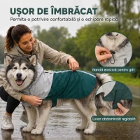PawHut Impermeabil pentru Câini de Talie Foarte Mare, cu Glugă, Orificiu pentru Lesă și Benzi Reflectorizante, Verde(m-6)