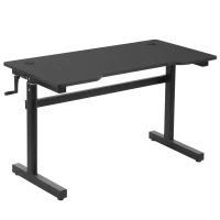 Vinsetto Schreibtisch Computertisch höhenverstellbar Handkurbellift Stehschreibtisch Bürotisch Verstellbare Fußstützen Metall Schwarz 120 x 60 x 72-117 cm(m-1)