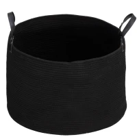 HOMCOM Coș pentru rufe de 88L portabil și pliabil cu mânere din bumbac natural, Ø56x35.5 cm, negru(m-12)